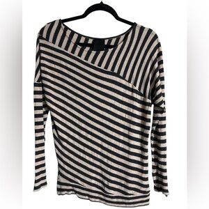 Heather By Bordeaux Black and Tan Striped Top
